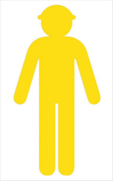 YELLOW CUT OUT SAFETY CONSTRUCTION WORKER ARMS DOWN 1500X 760MM